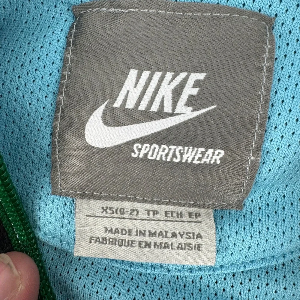Nike‎ Sportswear Kids Track Jacket Green Black Full Zip Hooded Athletic